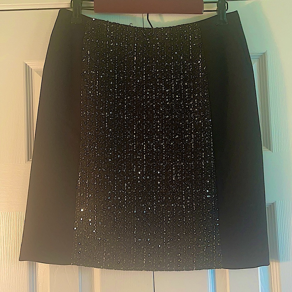 Black, gold/silver sequined, pencil-skirt